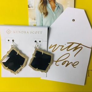 NWT Kirsten Gold Drop Earring Black Opaque Glass